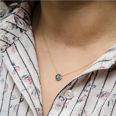 Solid Gold Fancy Evil Eye Necklace