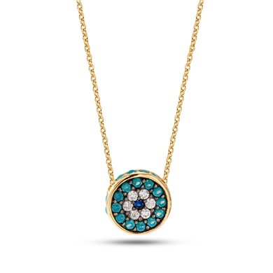 Solid Gold Fancy Evil Eye Necklace
