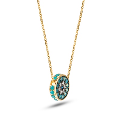 Solid Gold Fancy Evil Eye Necklace