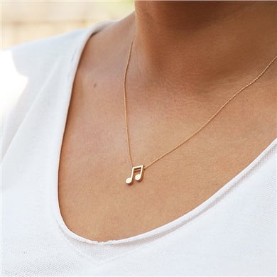 Solid Gold Note Necklace