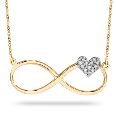Solid Gold Fancy Heart, Infinity Necklace