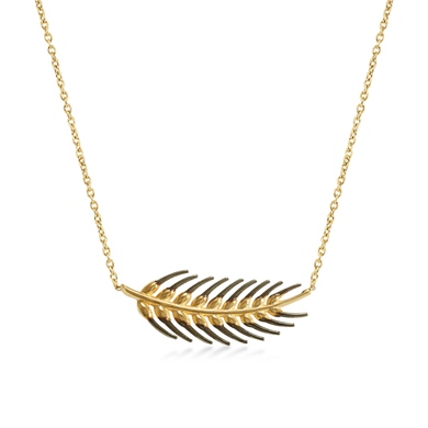 Solid Gold Leaf Necklace