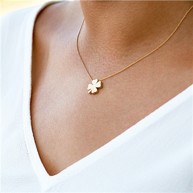 Solid Gold Clover Necklace