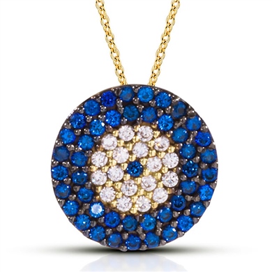 Solid Gold Fancy Evil Eye Necklace