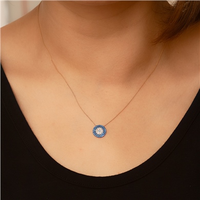 Solid Gold Fancy Evil Eye Necklace