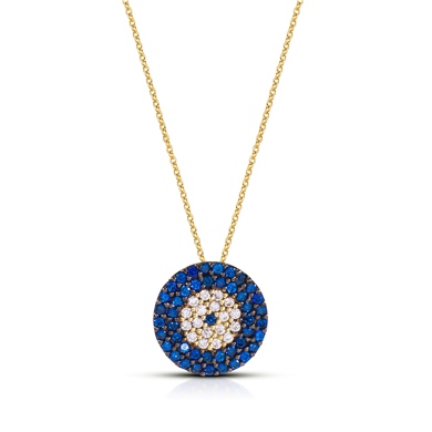 Solid Gold Fancy Evil Eye Necklace
