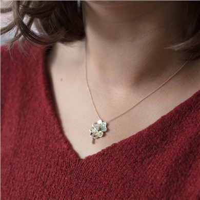 Solid Gold Fancy Heart, Clover Necklace