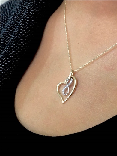 Solid Gold Fancy Heart, Infinity Necklace
