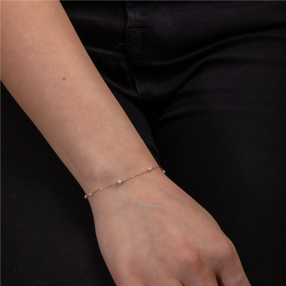 Solid Gold Multi Pearl Bracelet