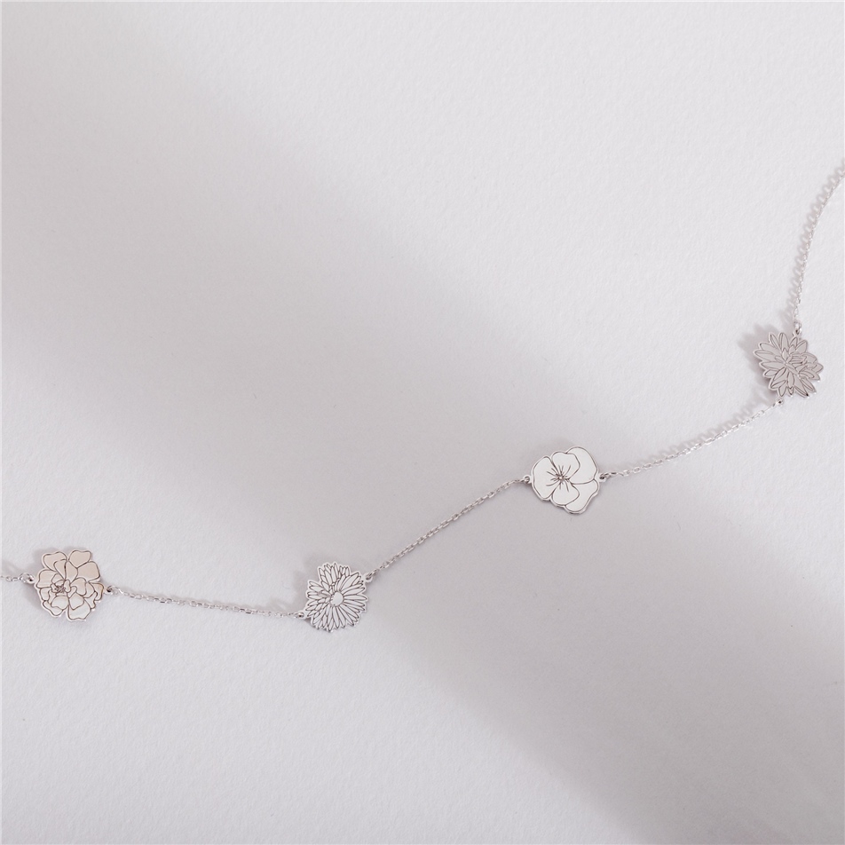 Solid Gold Multiple Birth Flower Necklace