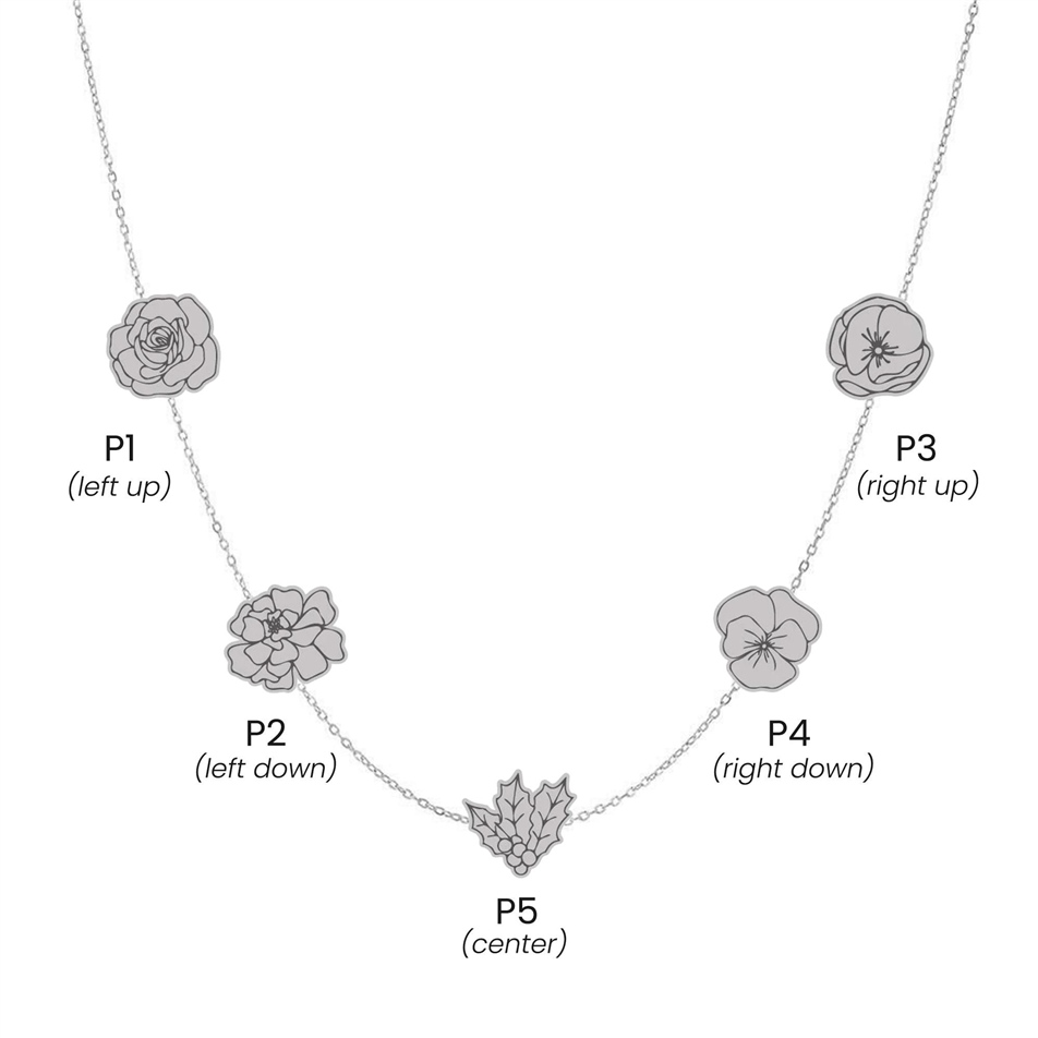 Solid Gold Multiple Birth Flower Necklace