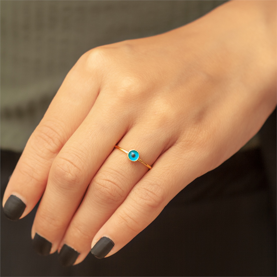 Solid Gold Evil Eye Ring