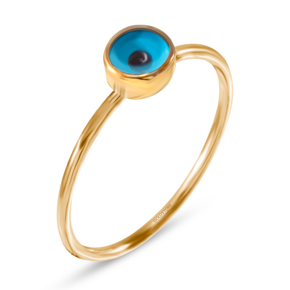 Solid Gold Evil Eye Ring