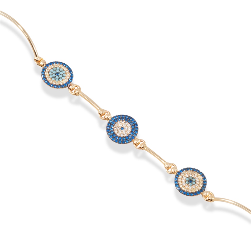 Solid Gold Evil Eye Bracelet