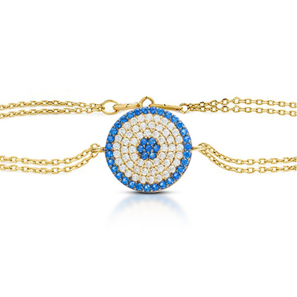 Solid Gold Evil Eye Bracelet