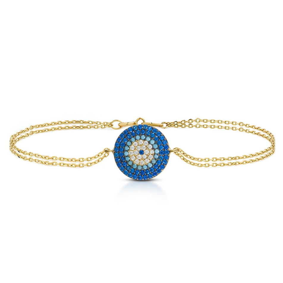 Solid Gold Evil Eye Bracelet