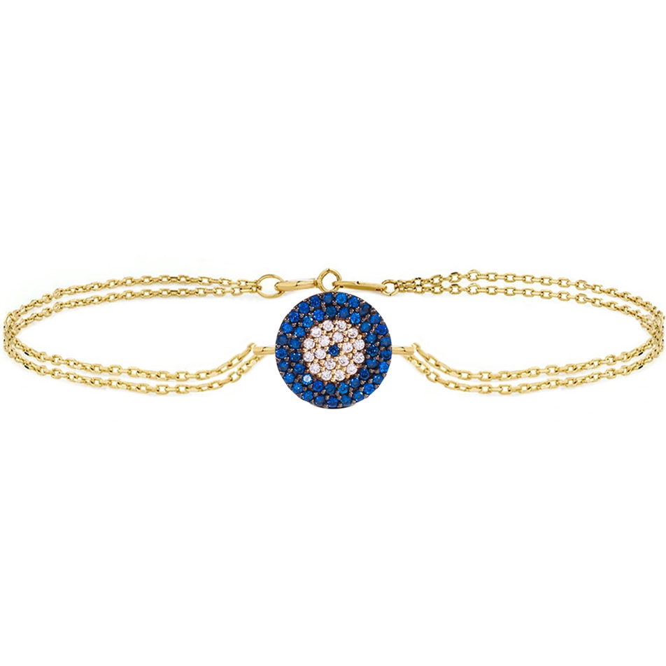 Solid Gold Fancy Evil Eye Bracelet