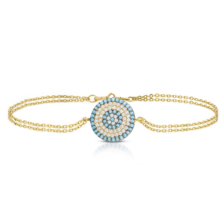 Solid Gold Evil Eye Bracelet