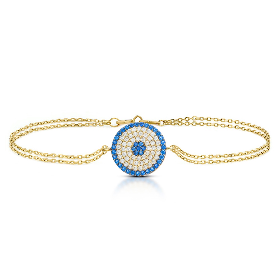 Solid Gold Evil Eye Bracelet