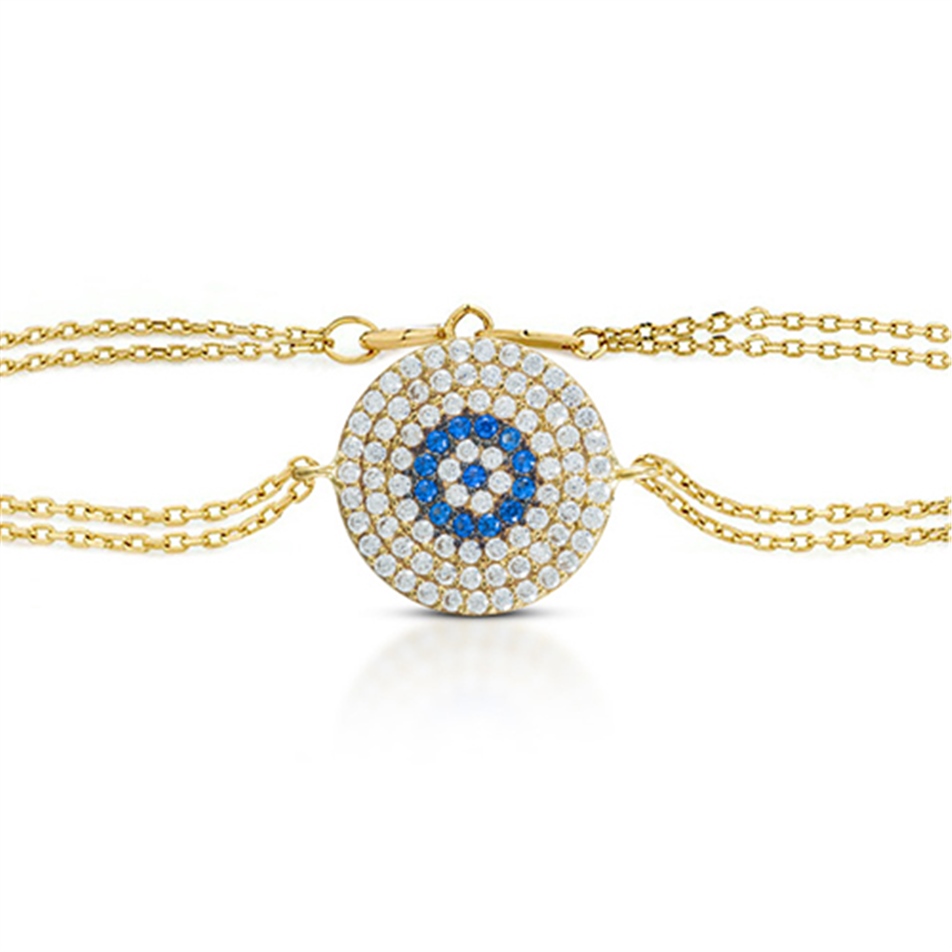Solid Gold Evil Eye Bracelet