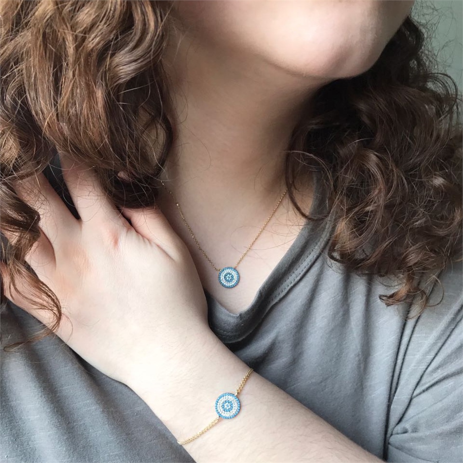 Solid Gold Evil Eye Bracelet