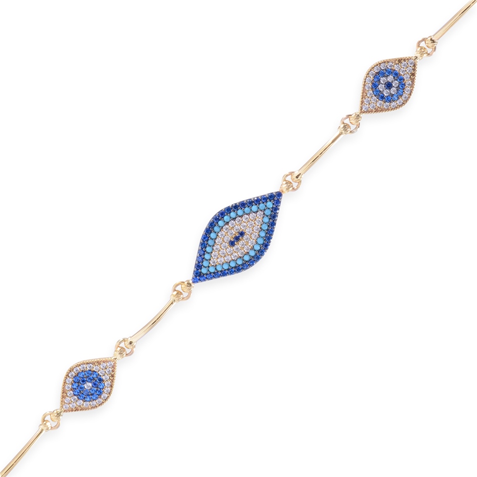 Solid Gold Fancy Evil Eye Bracelet
