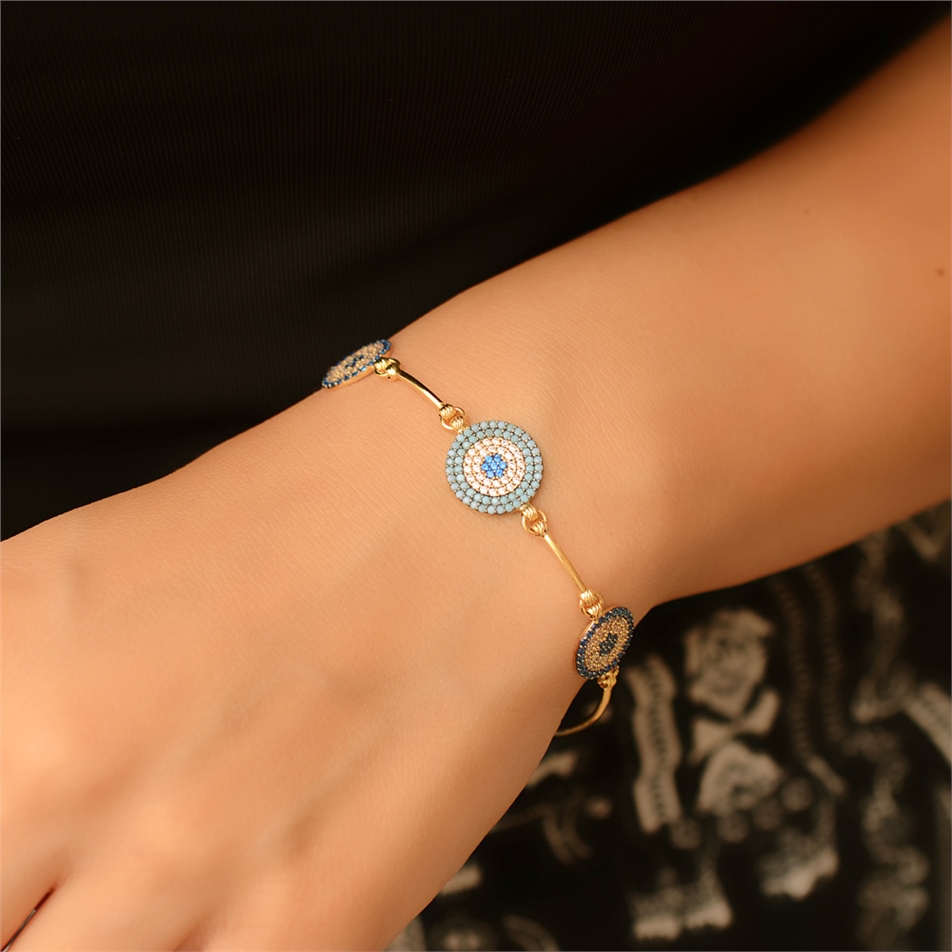 Solid Gold Fancy Evil Eye Bracelet