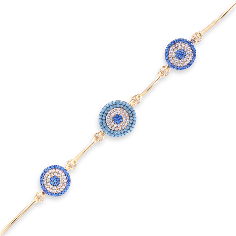 Solid Gold Fancy Evil Eye Bracelet