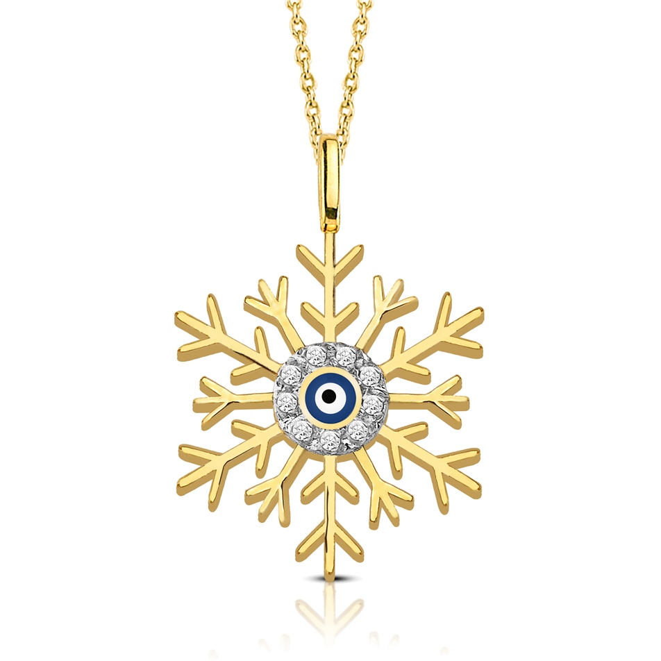 Solid Gold Snowflake Necklace