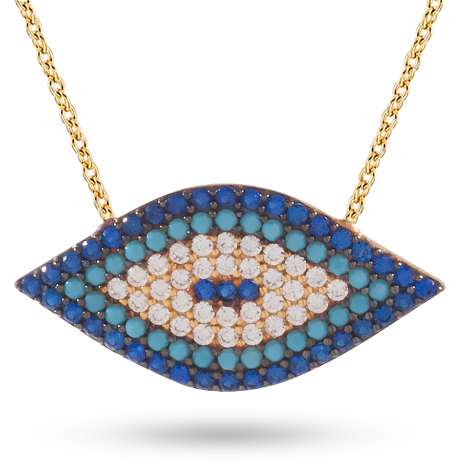Solid Gold Fancy Evil Eye Necklace