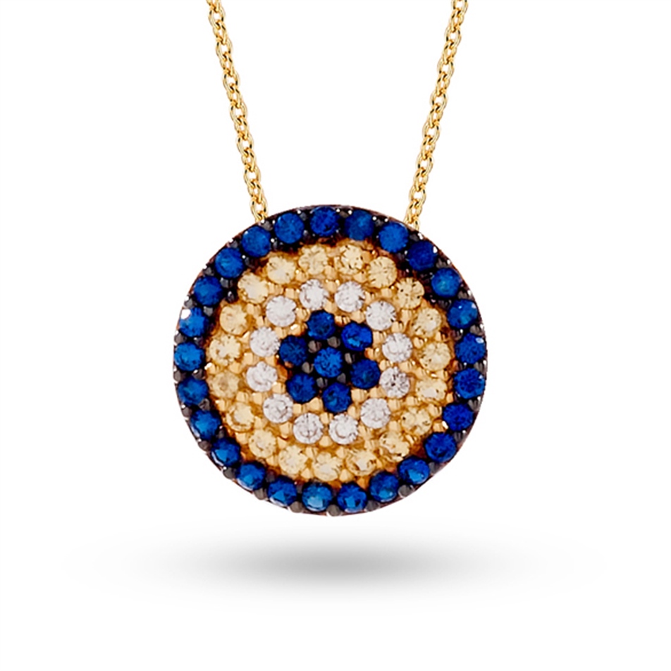 Solid Gold Fancy Evil Eye Necklace