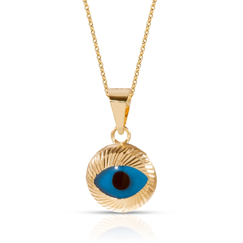 Solid Gold Evil Eye Necklace