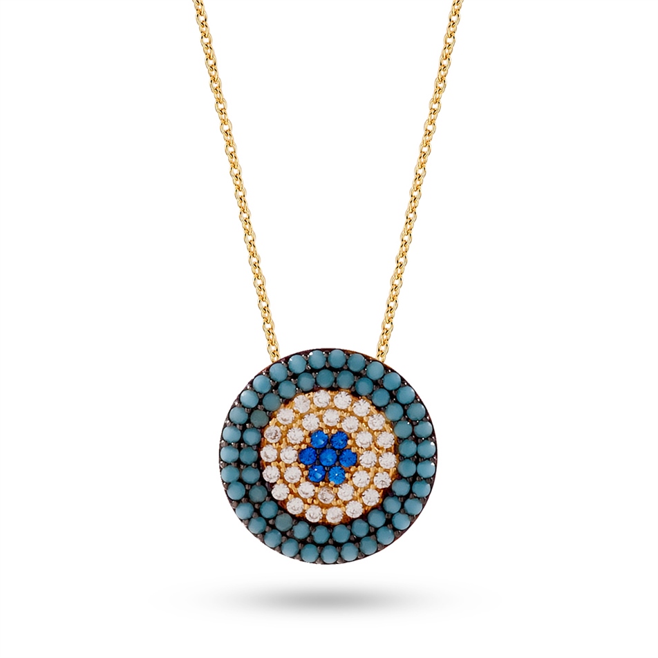 Solid Gold Fancy Evil Eye Necklace
