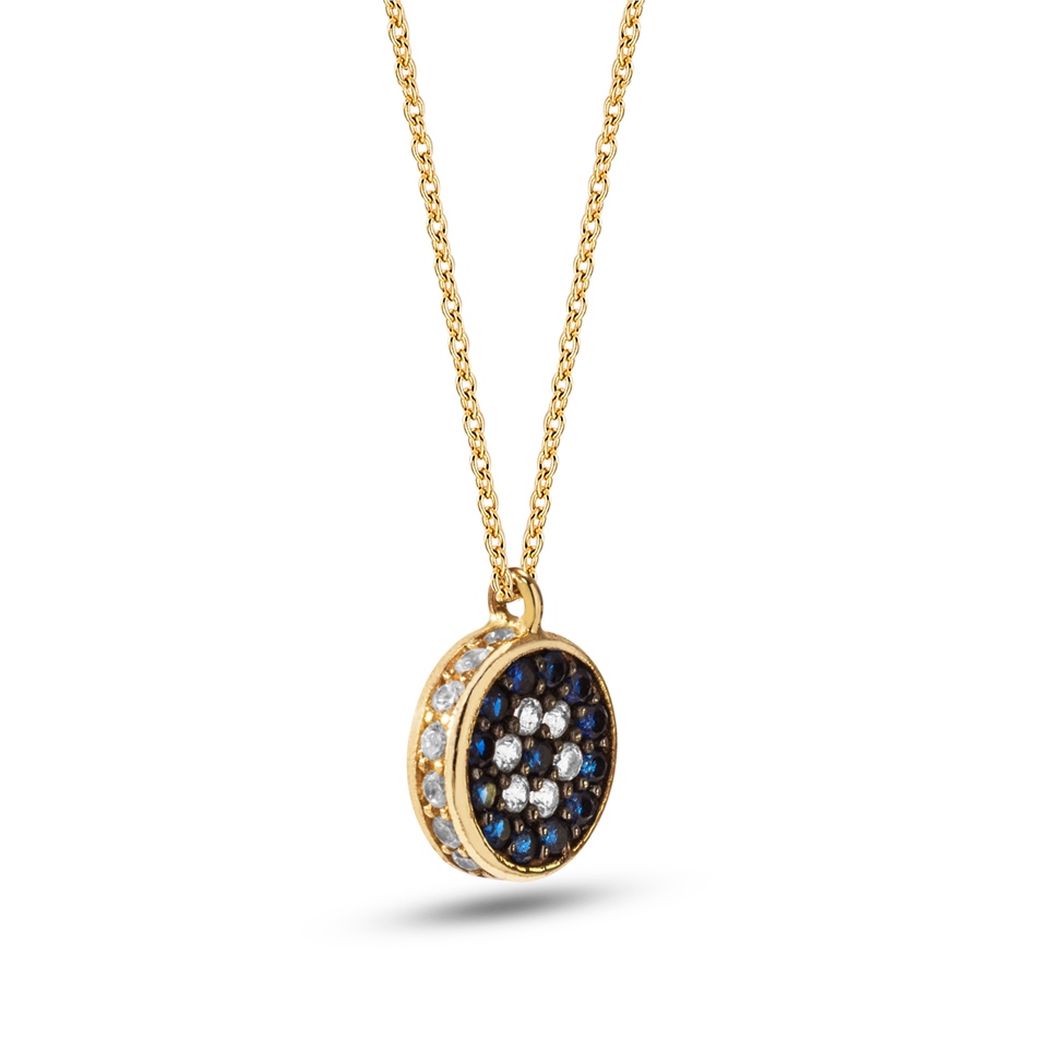 Solid Gold Evil Eye Necklace