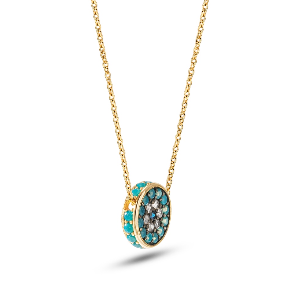 Solid Gold Fancy Evil Eye Necklace