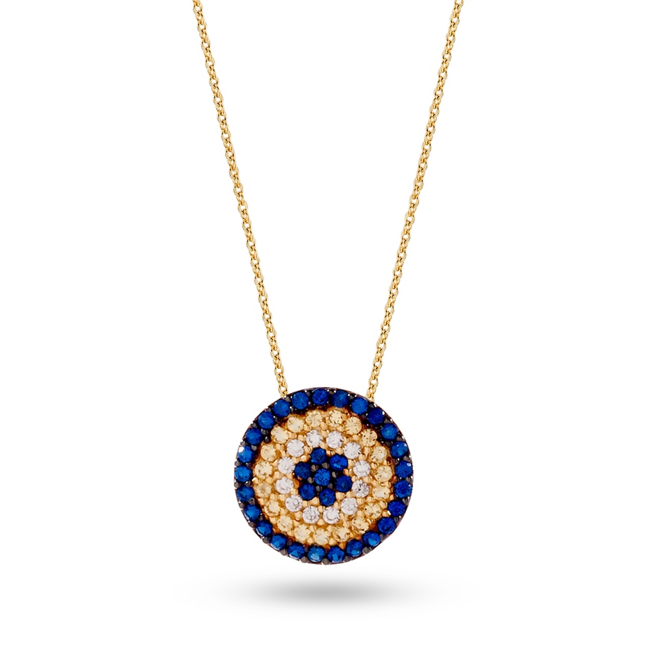 Solid Gold Fancy Evil Eye Necklace