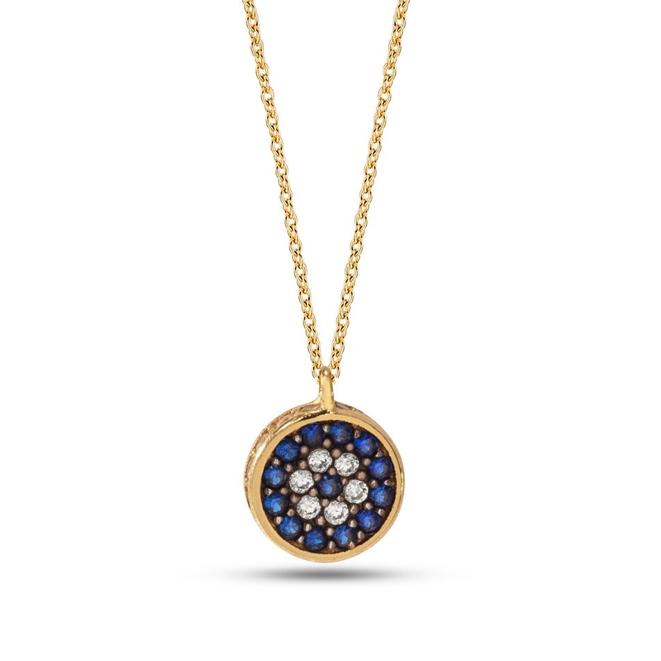 Solid Gold Evil Eye Necklace