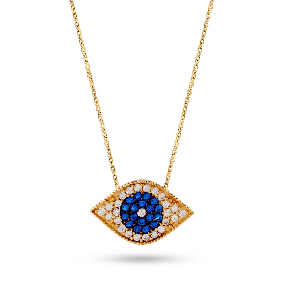 Solid Gold Evil Eye Necklace