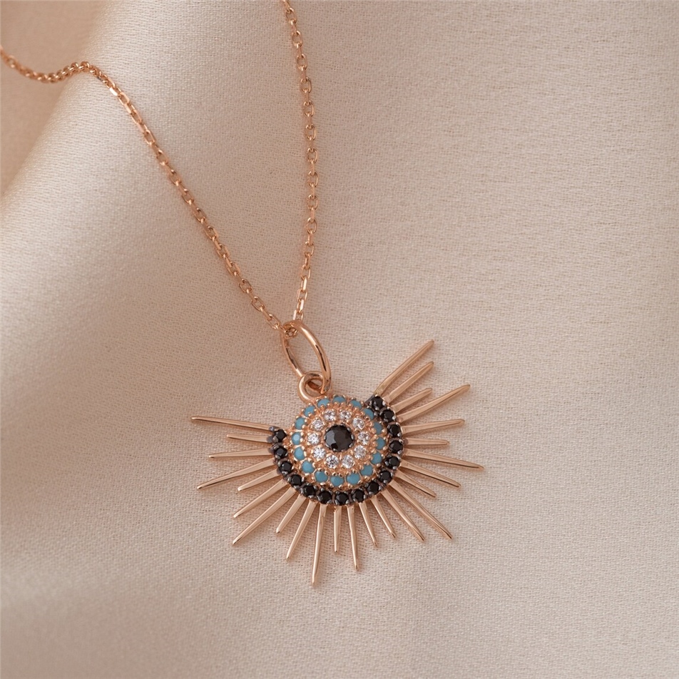 Solid Gold Fancy Evil Eye Necklace
