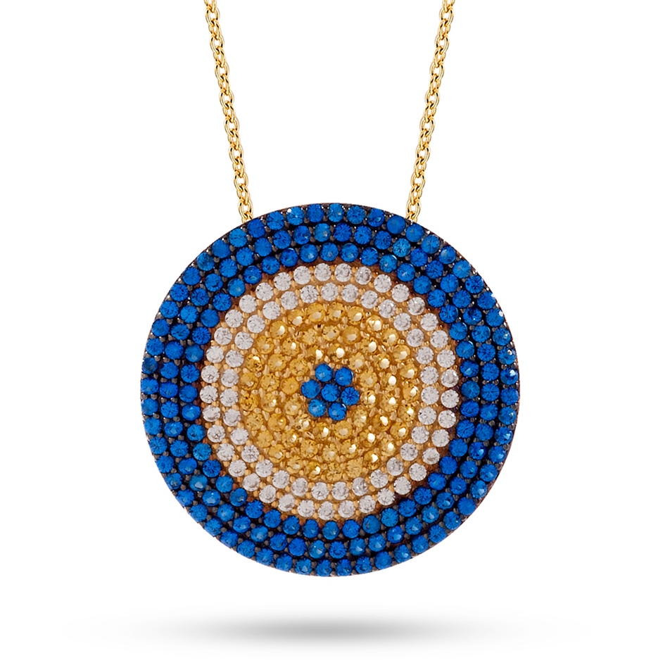 Solid Gold Fancy Evil Eye Necklace