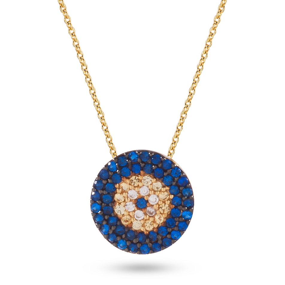 Solid Gold Fancy Evil Eye Necklace