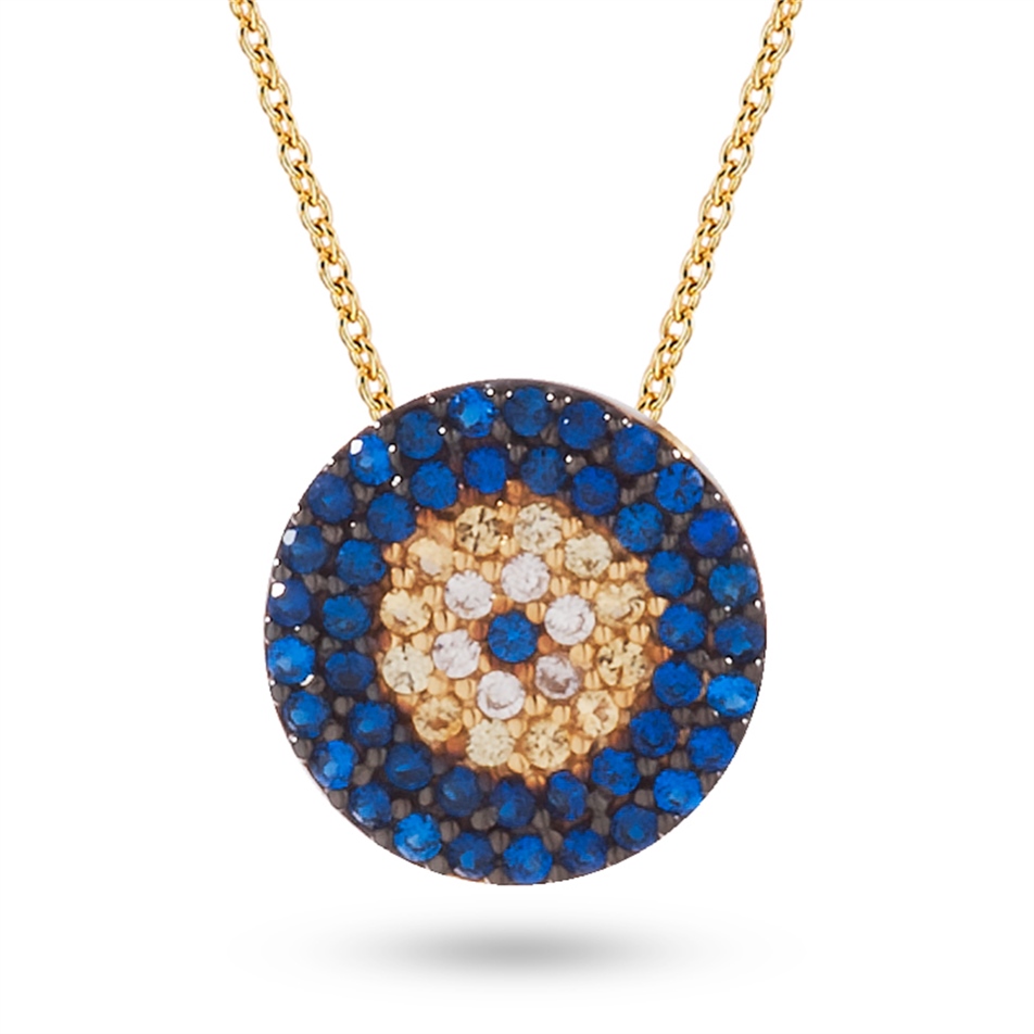 Solid Gold Fancy Evil Eye Necklace