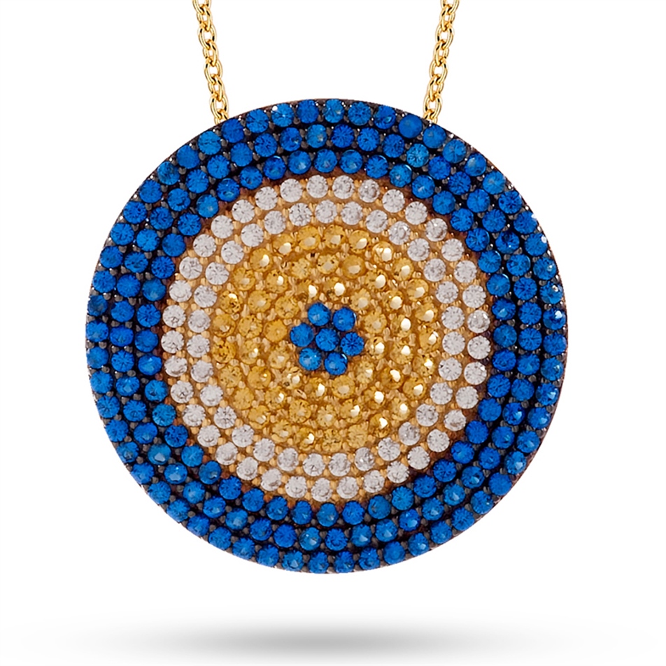Solid Gold Fancy Evil Eye Necklace