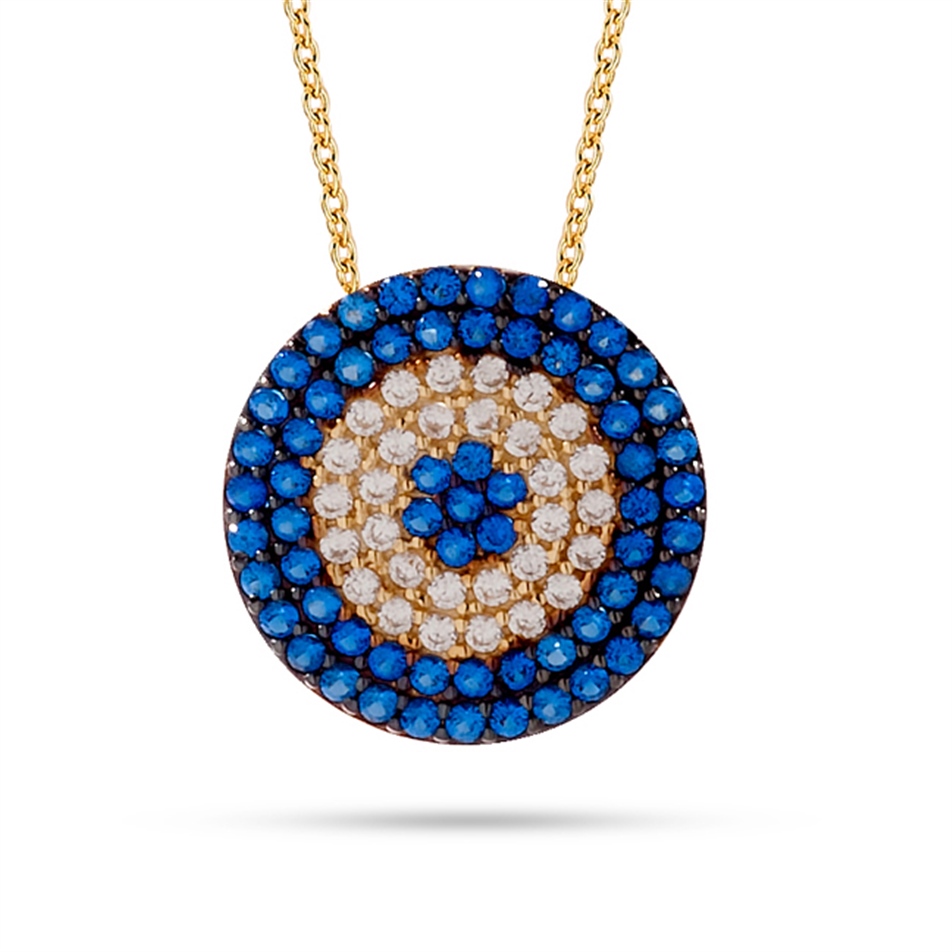Solid Gold Fancy Evil Eye Necklace