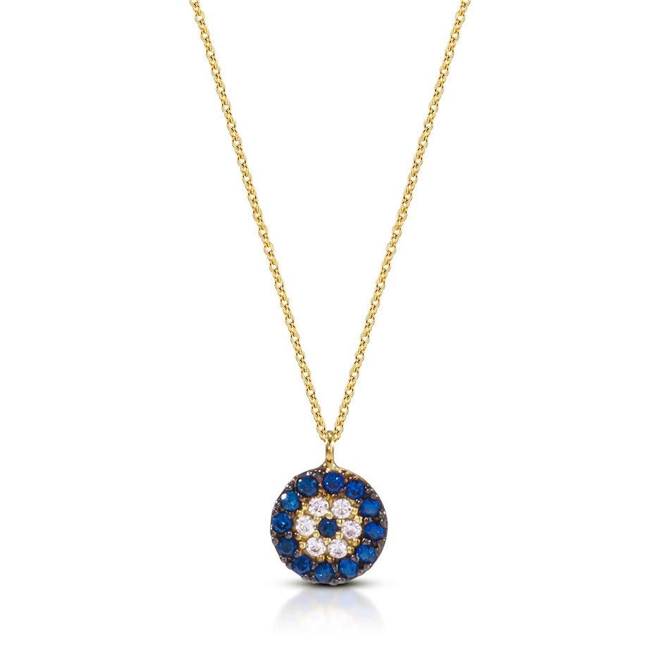 Solid Gold Fancy Evil Eye Necklace