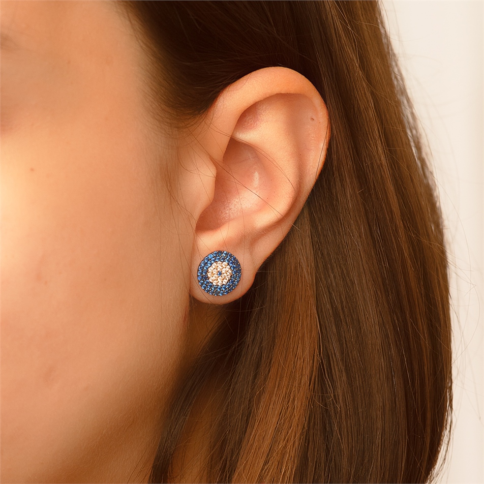 Solid Gold Fancy Evil Eye Earring