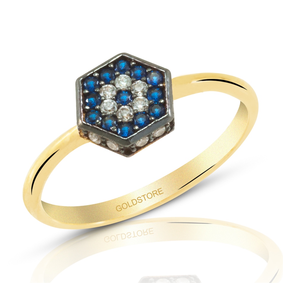 Solid Gold Evil Eye Ring
