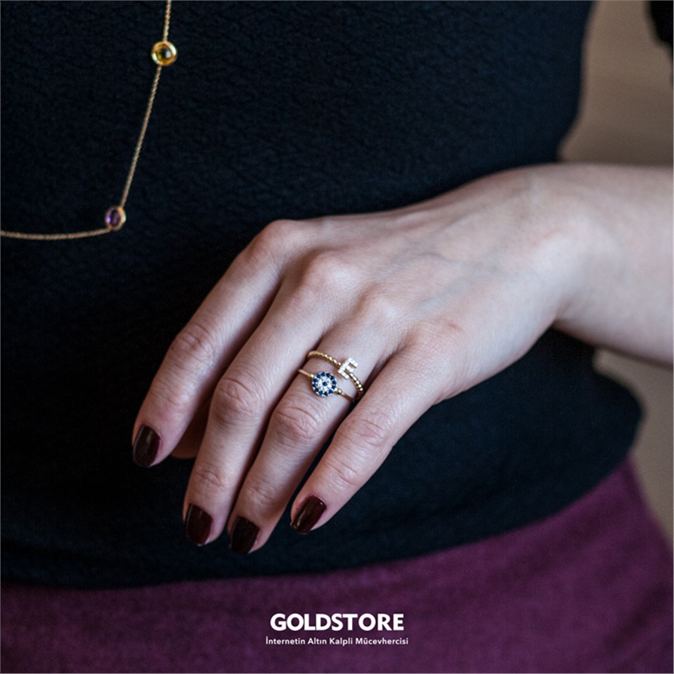 Solid Gold Fancy Evil Eye Ring