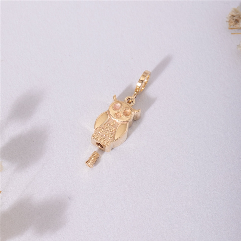 Solid Gold Owl Urn Pendant