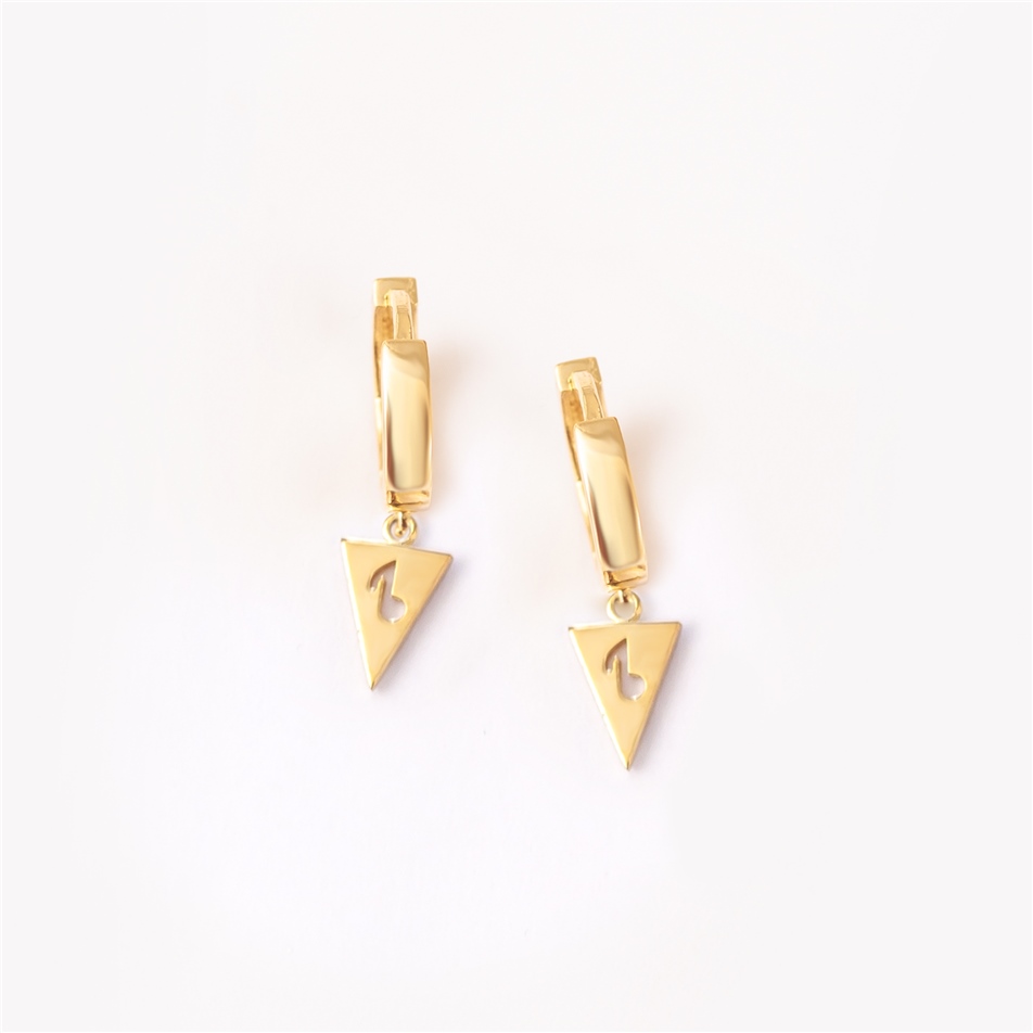 Solid Gold Note Hoop Earring